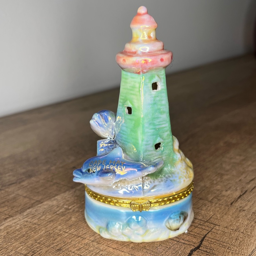Dolphin Lighthouse Trinket Jewelry Case